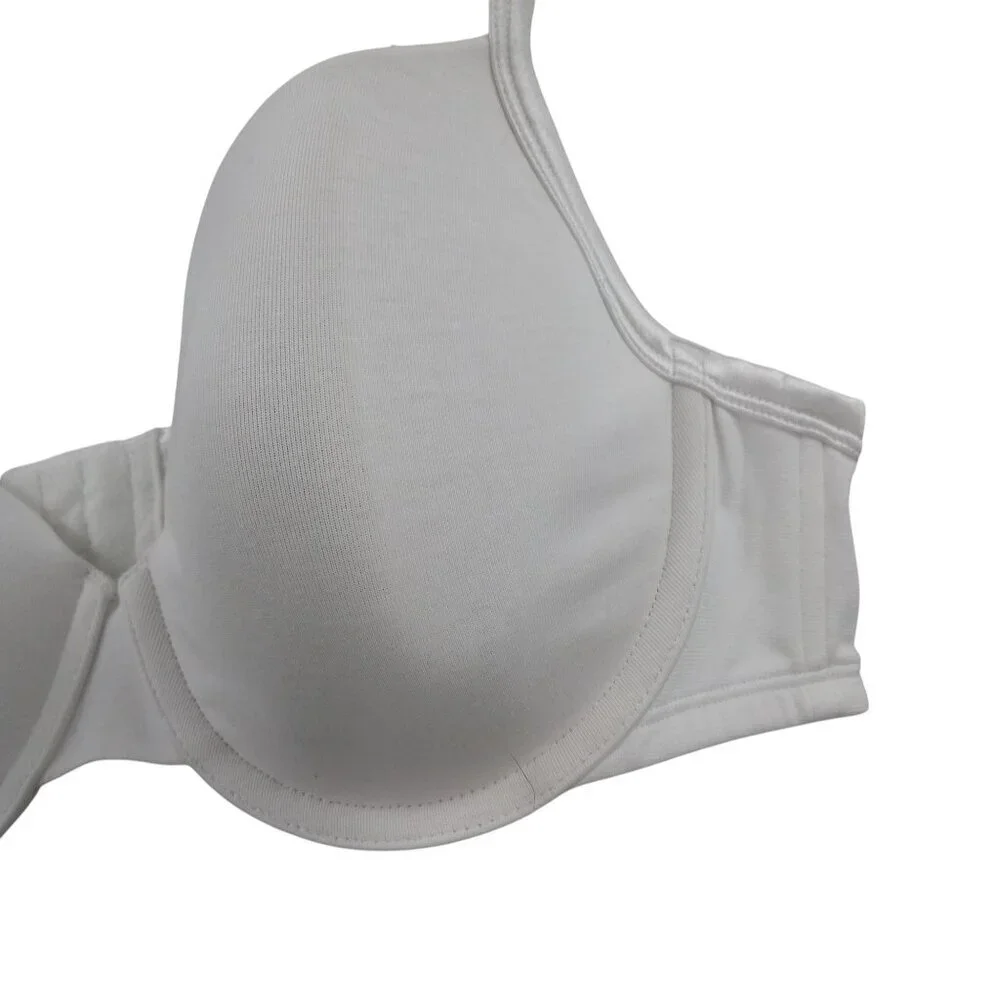 Cacique White Cotton Underwire T-Shirt Bra Size 44B Everyday Lined Adjustable